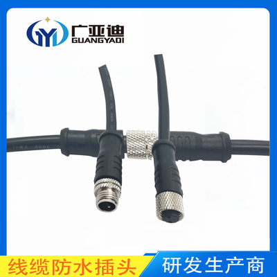 6 7 8pins M8 Custom Waterproof Connector Aviation Metal Straight Head With Wire