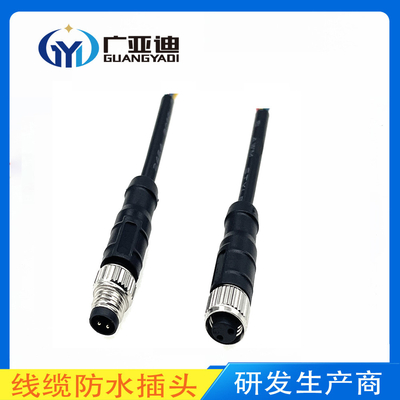 6 7 8pins M8 Custom Waterproof Connector Aviation Metal Straight Head With Wire