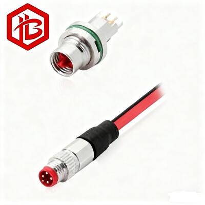 M8 DIN 3pin Nickel Plated Male to Female Straight Plug IP68 Waterproof DC 3A High Quality Sensor Cable