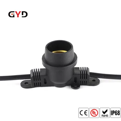IP65 Waterproof Grade E27 Socket With Cable Outdoor String Light With Nylon and Rubber